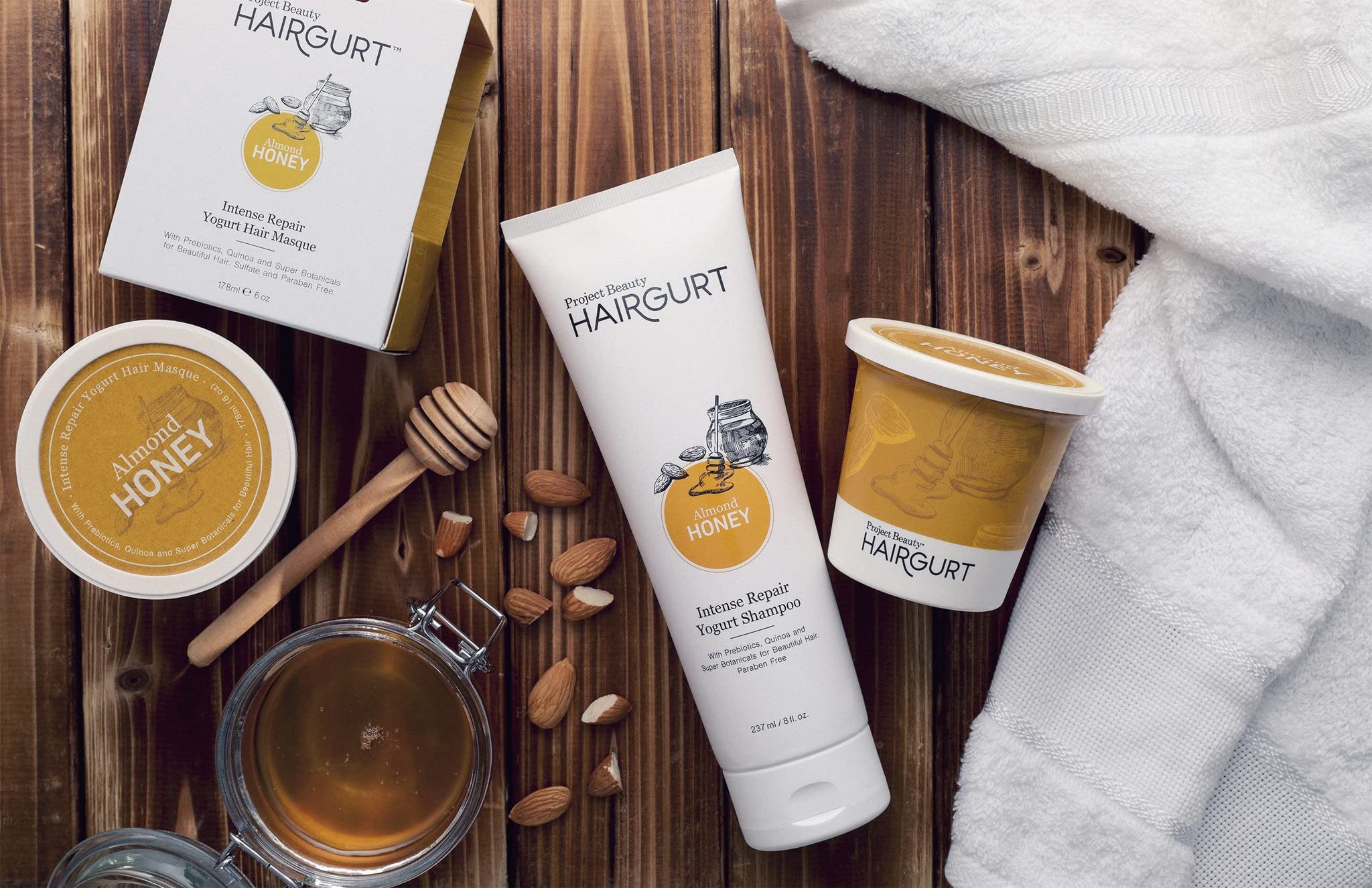 Hairgurt almond honey essence pour highlights natural fragrance during cleansing.