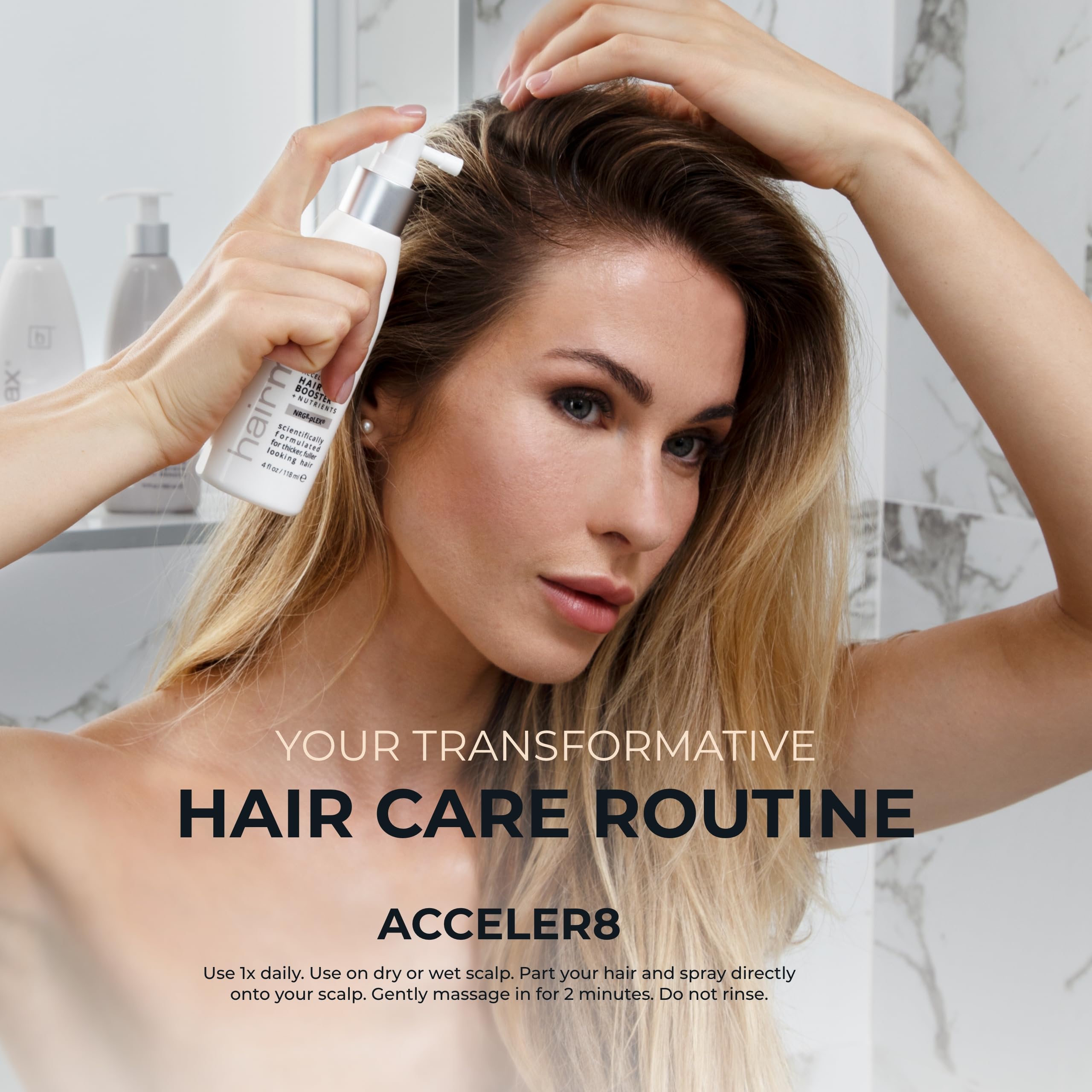 Hairmax Acceler8 booster application shows lift at roots.