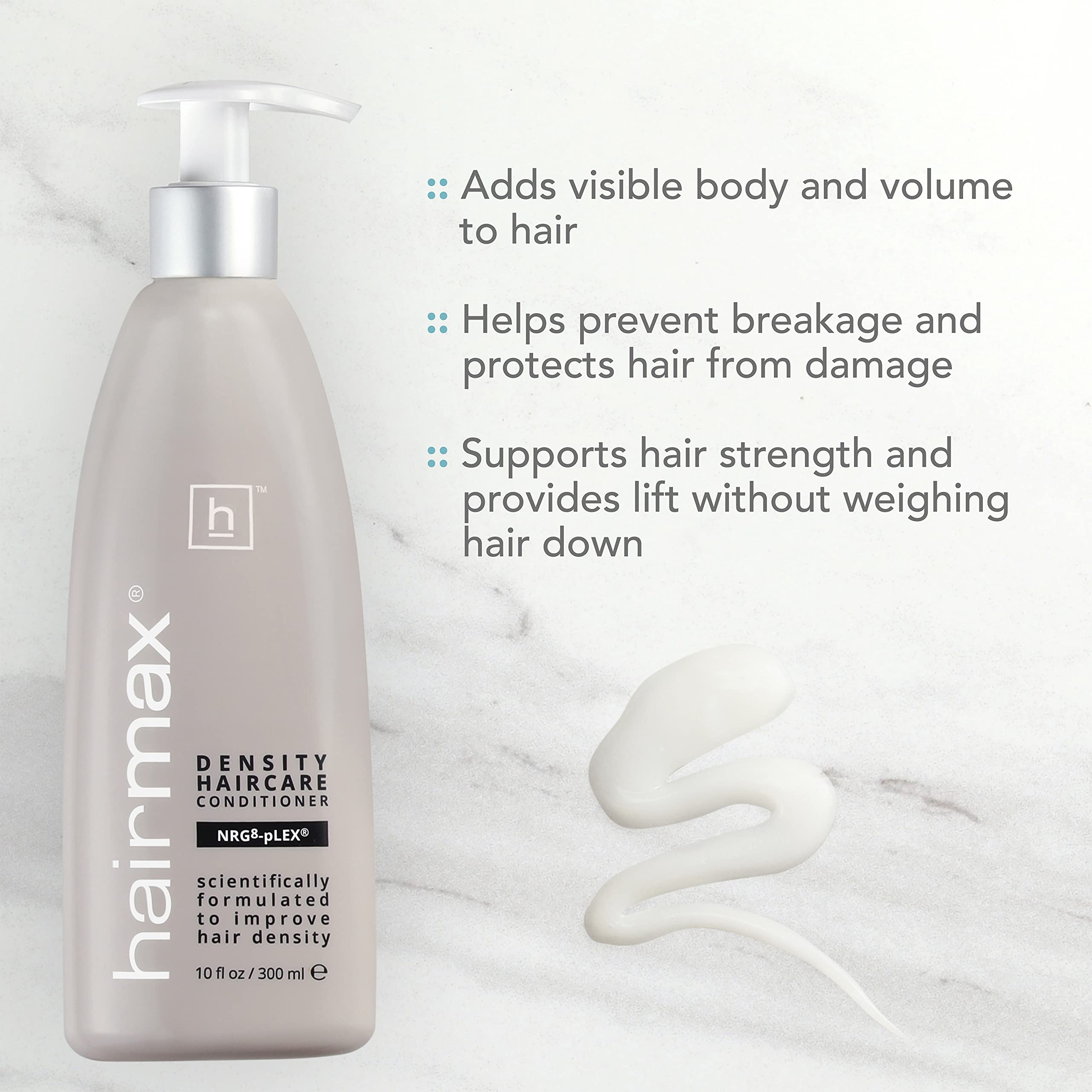 Hairmax Density booster bottle illustrating targeted thinning support.