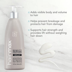 Hairmax Density booster bottle illustrating targeted thinning support.