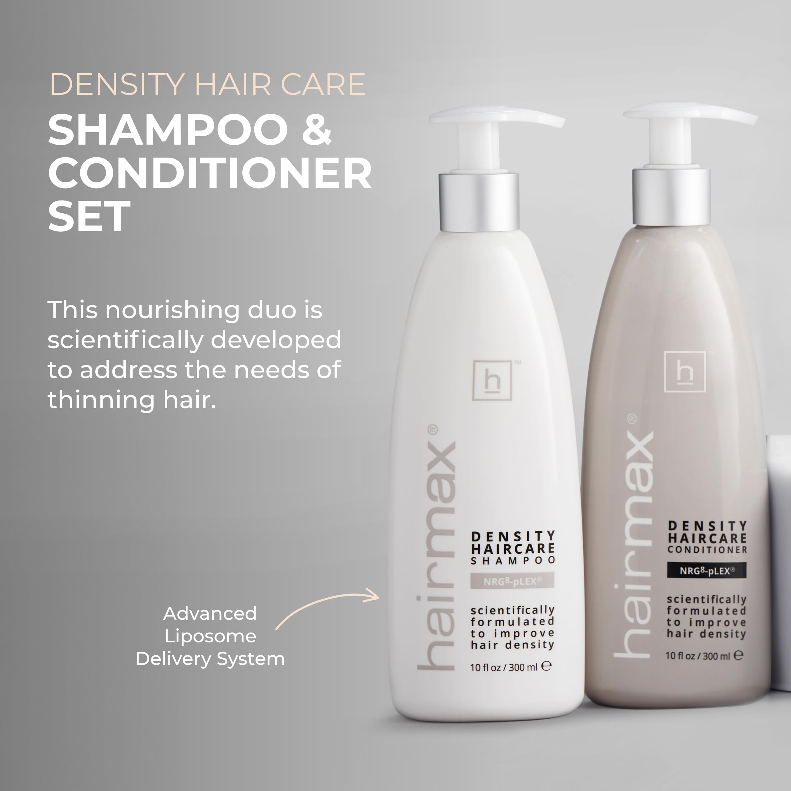 Hairmax Density Conditioner bottle for deep hydration and detangling.