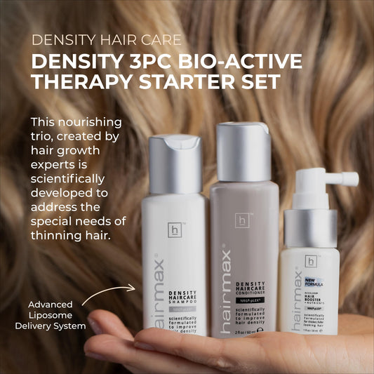 Hairmax Density Shampoo lather scene highlights cleansing and scalp refresh.