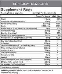 Hairmax label closeup features DHT blockers and antioxidant blend for hair vitality.