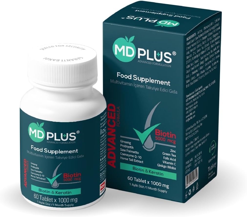 HairMD MD Plus bottle front view showing packaging for hair growth support