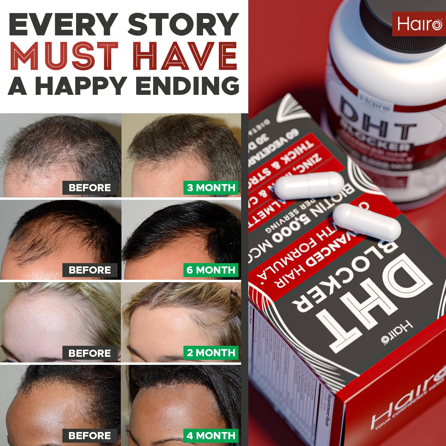 Hairo Nutrition USA-made GMP quality badge on packaging.