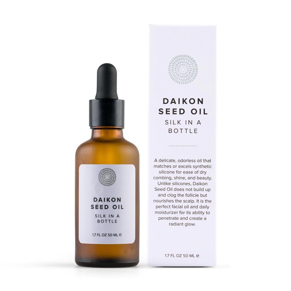 Hairprint Daikon Seed Oil bottle pour shows lightweight hydration for hair and skin.