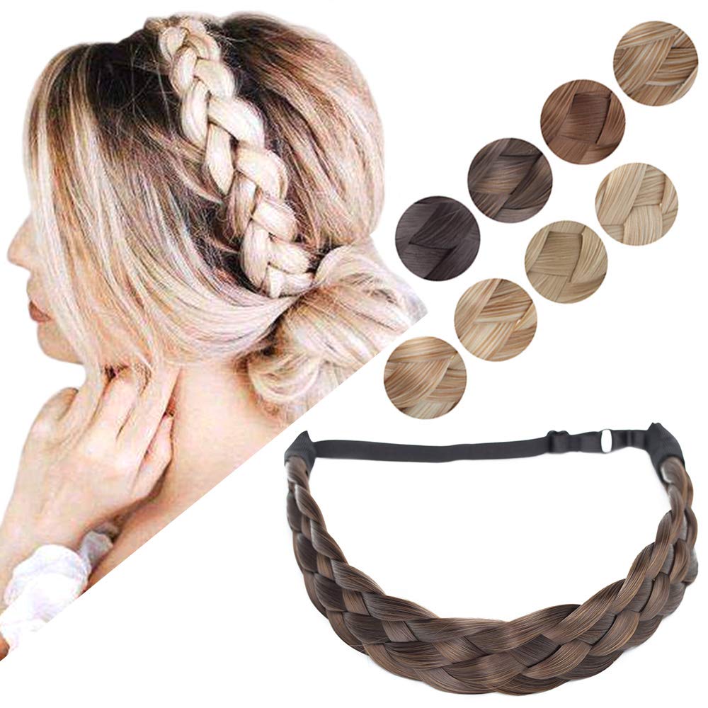 Hairro braided headband in ash brown with 5 strands, natural look and easy wear.