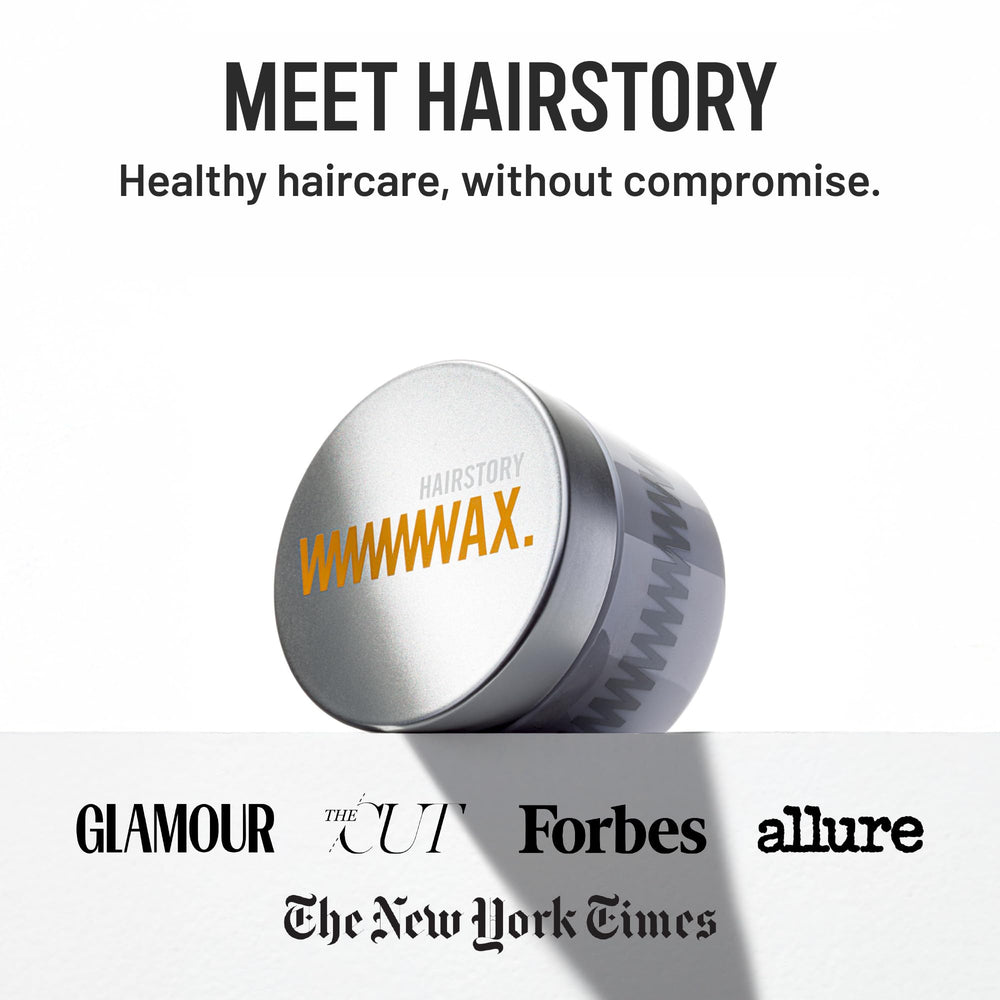 Hairstory Wax packaging front showing the compact 1.75oz size.