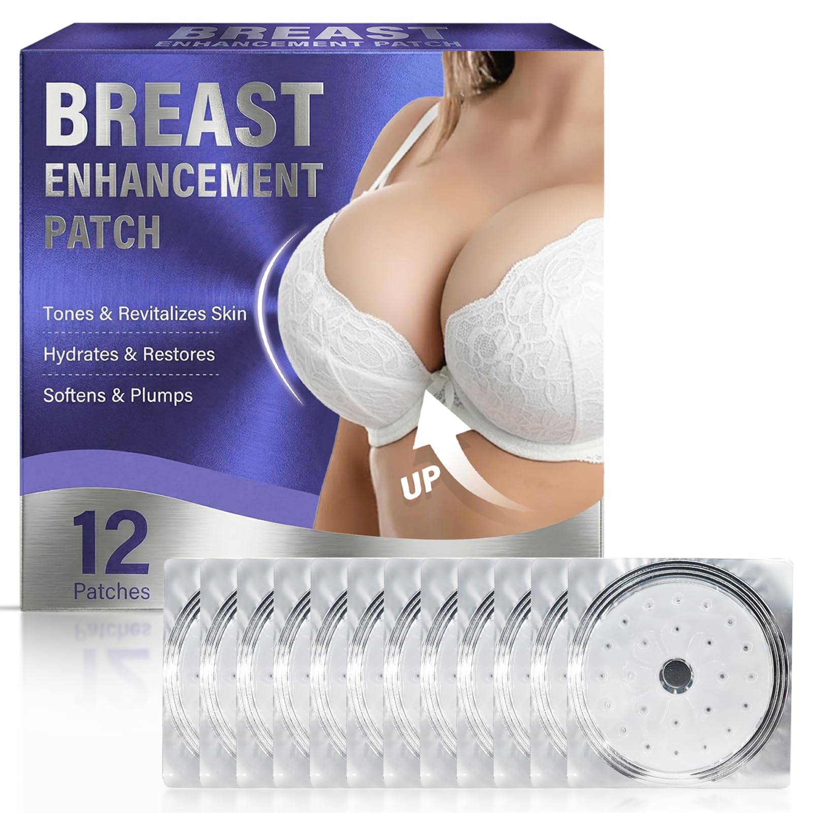 Hajoyful Breast Enhancement Patch packaging demonstrates a convenient, non-invasive care routine.