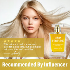 Hajoyful Hair Perfume after-use shine on healthy-looking hair.