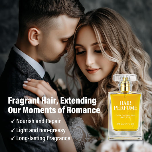 Hajoyful Hair Perfume applied to palm for easy spraying.