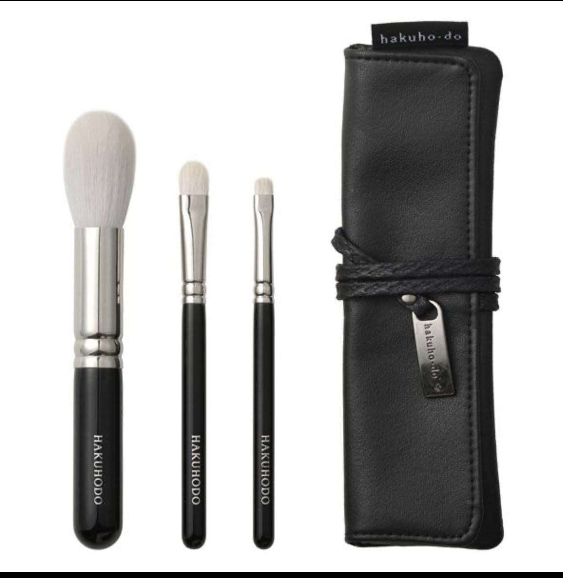 HAKUHODO basic selection 3-piece brush set overview for precise makeup application