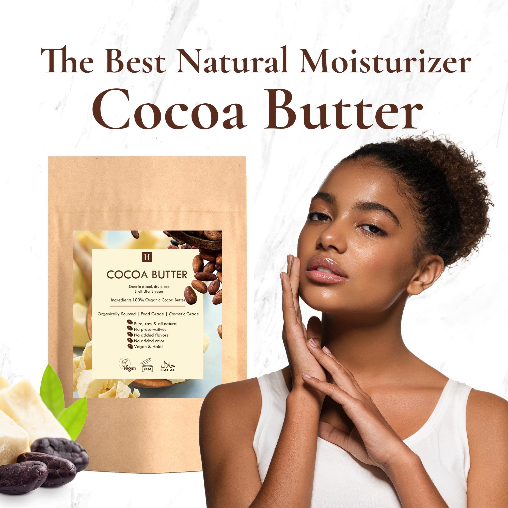 HalalEveryDay cocoa butter melts smoothly; great for lotions and body care.