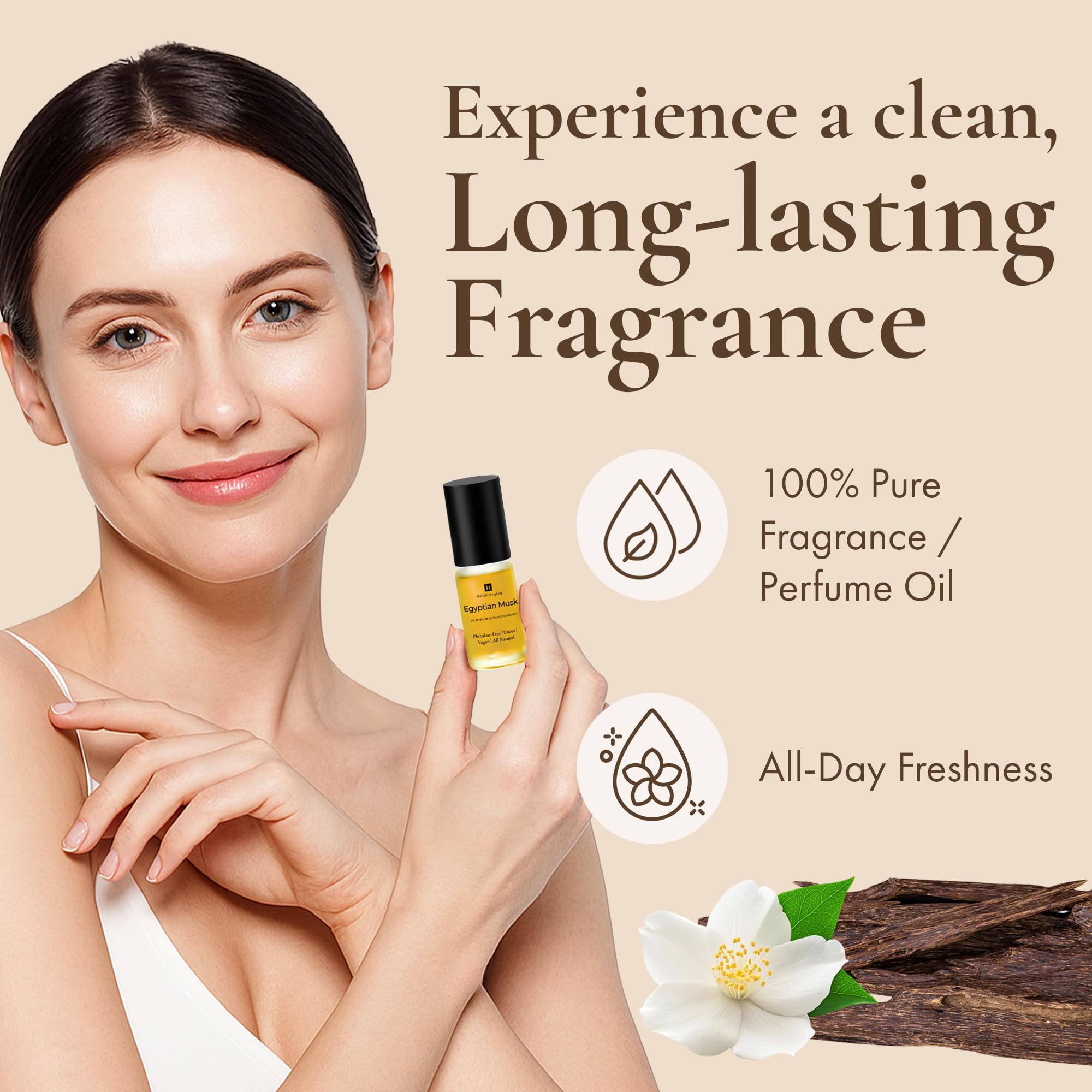HalalEveryDay Egyptian Musk Roll-On applicator for mess-free fragrance refresh