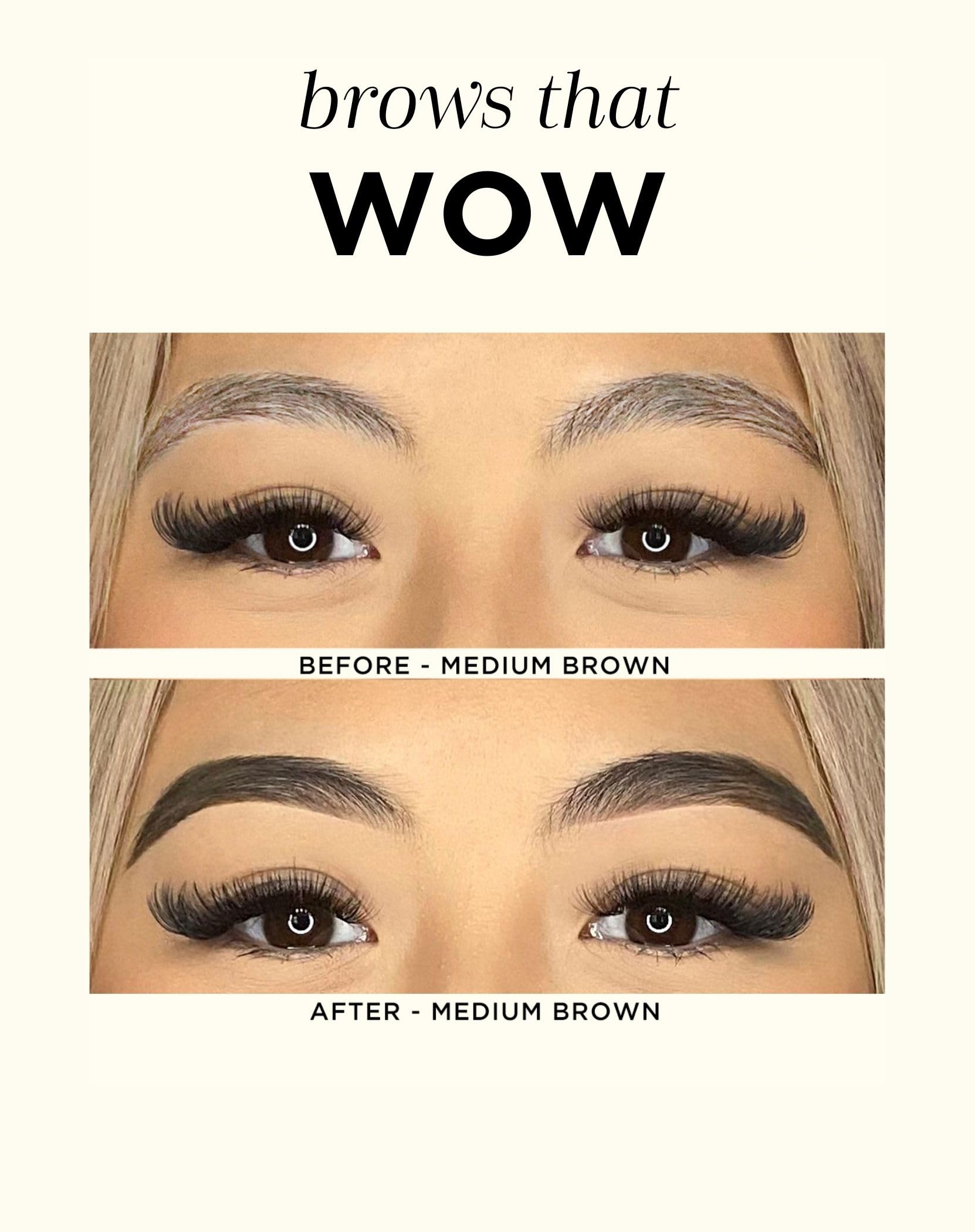 HALEYS precision brow pen taupe swatch on skin for fuller definition.