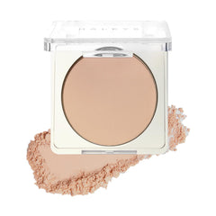HALEYS Re-cover pressed powder compact closeup shows silky texture for buildable coverage