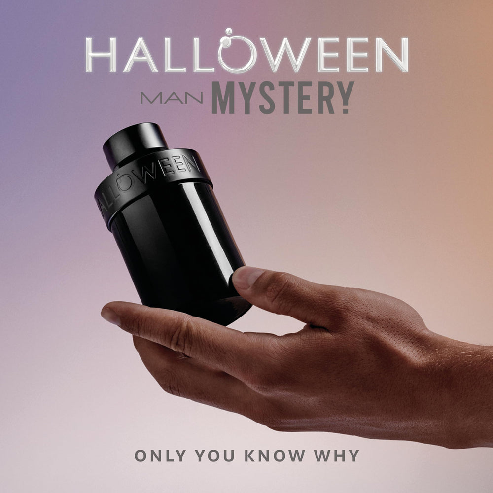 Halloween Man Mystery bottle side profile showcases premium design and masculine presence