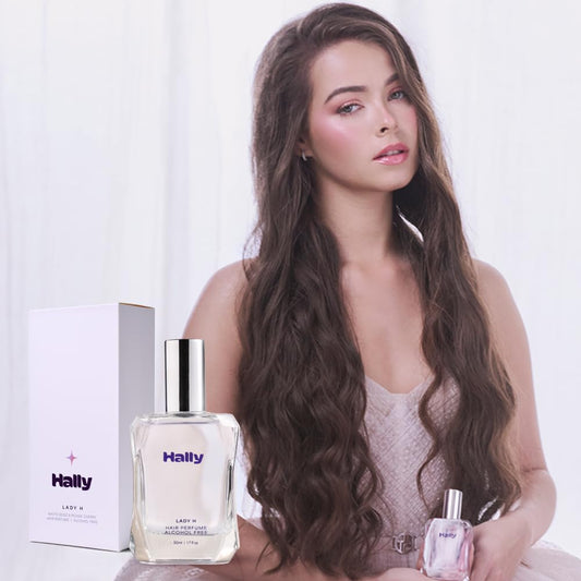 Hally Lady H bottle side highlights refined craftsmanship and spill free application