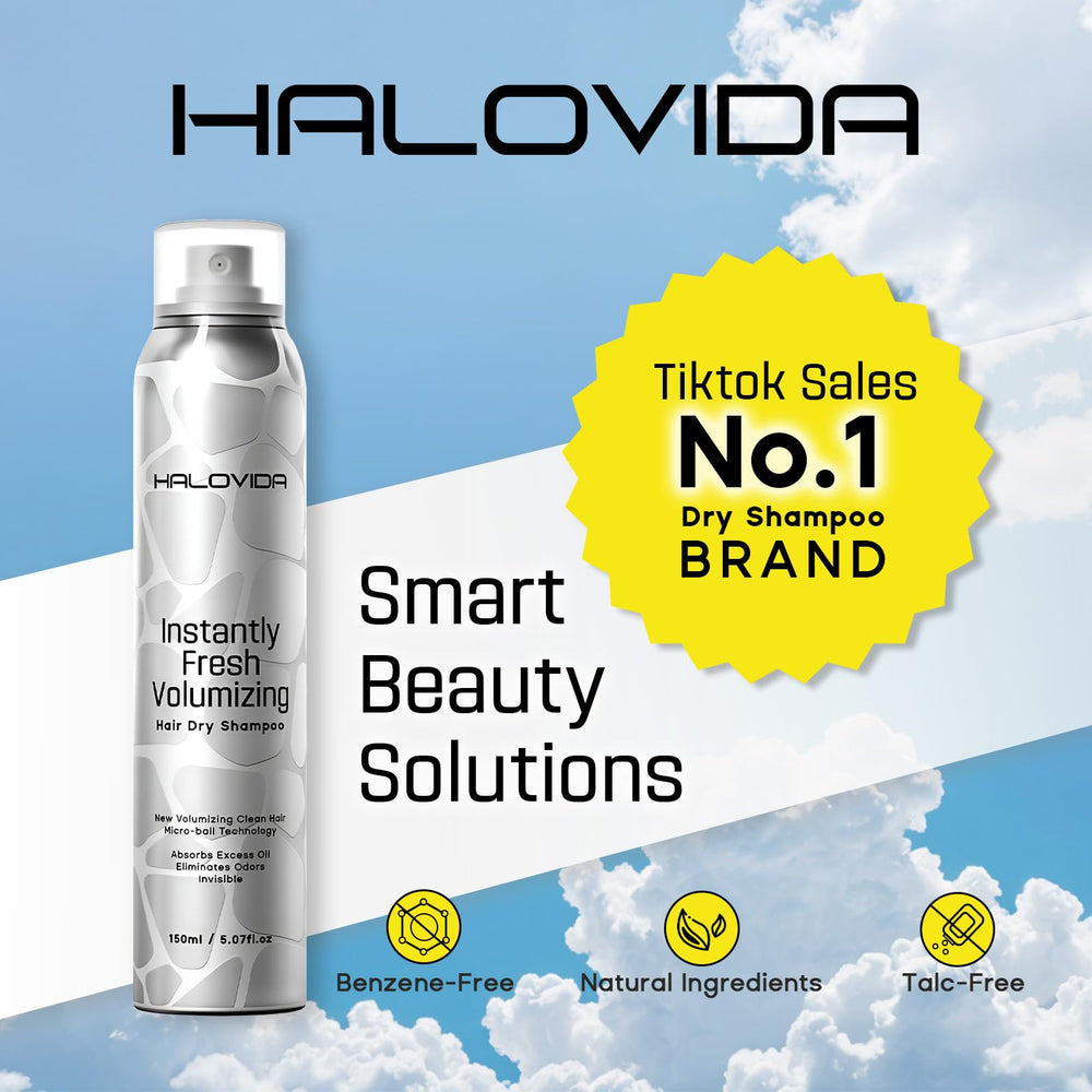 HALOVIDA Dry Shampoo offers 72-hour freshness between washes.