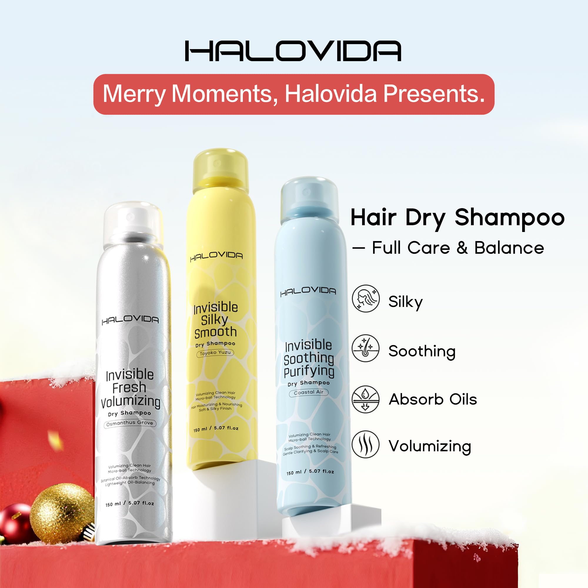 HALOVIDA pack three demonstrates oil absorption at roots