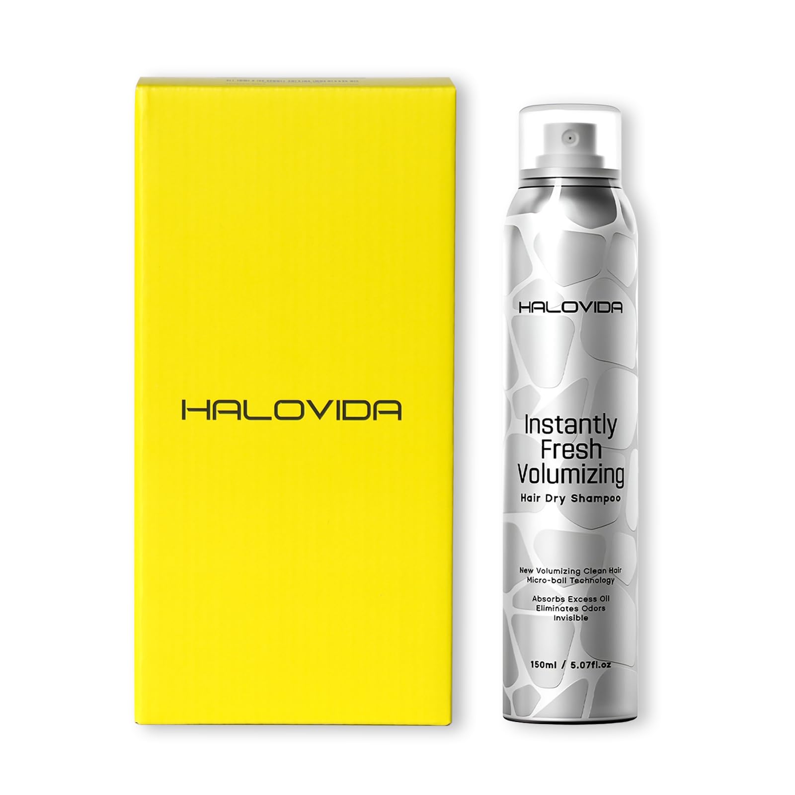 HALOVIDA Dry Shampoo bottle for quick refresh on busy mornings