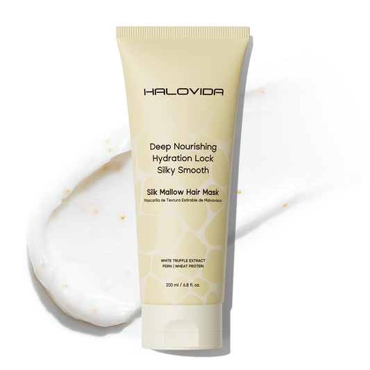 HALOVIDA olive oil bottle illustrates deep conditioning for color-treated hair