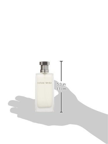 Hanae Mori 50ml closeup highlights compact bottle with lasting fragrance potential.