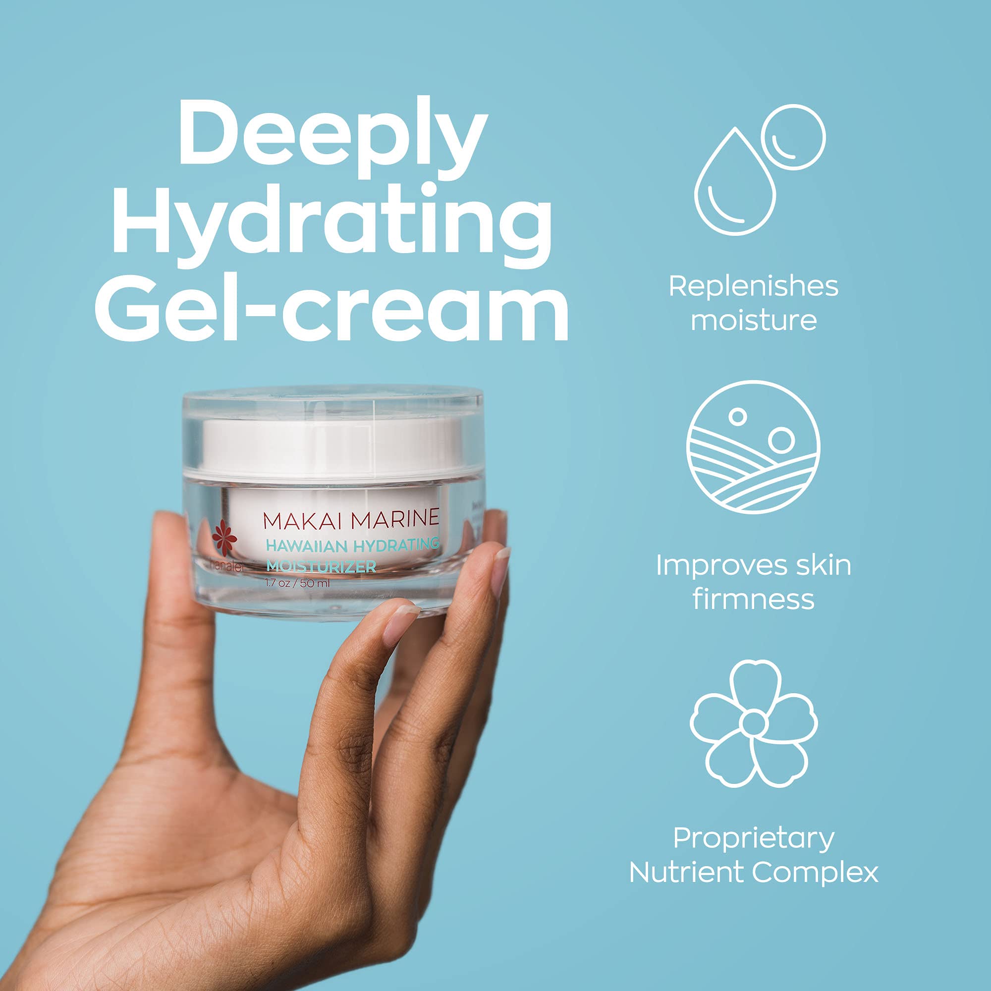 Hanalei Makai Marine Gel-Cream application swirl demonstrates smooth, non-greasy texture.