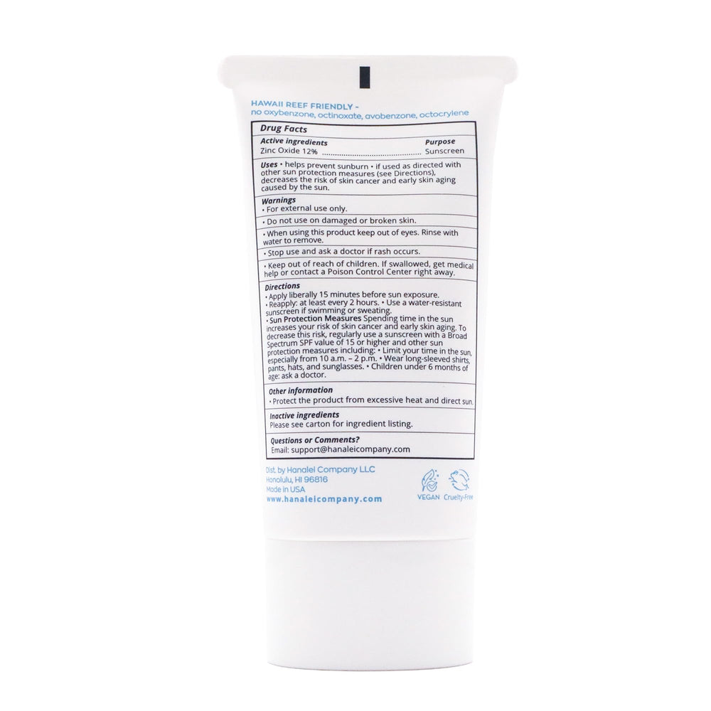 Hanalei Mineral Sunscreen Face Moisturizer SPF 50 smooth finish after application.