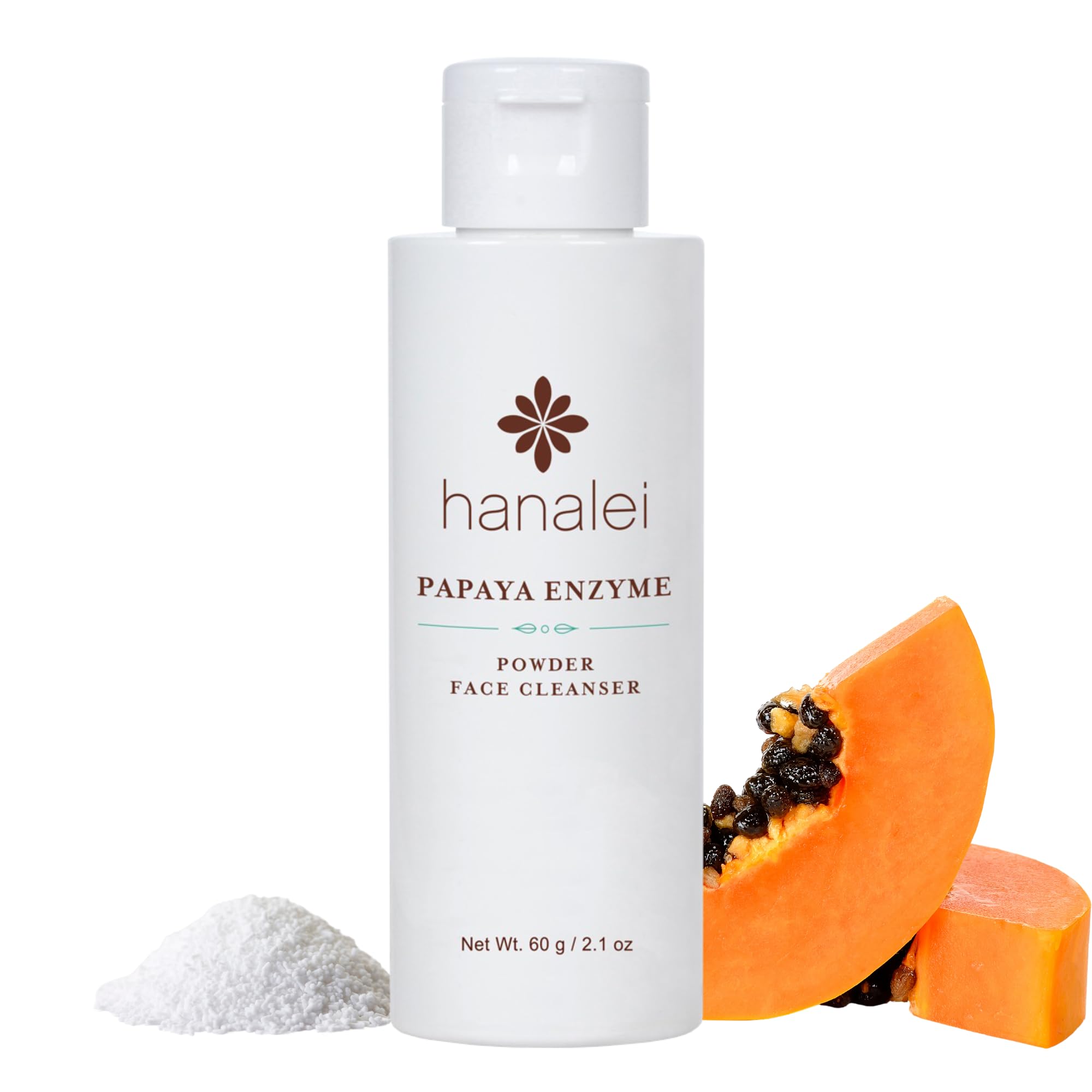 Hanalei Papaya Powder Face Cleanser bottle with papaya enzyme for gentle exfoliation.