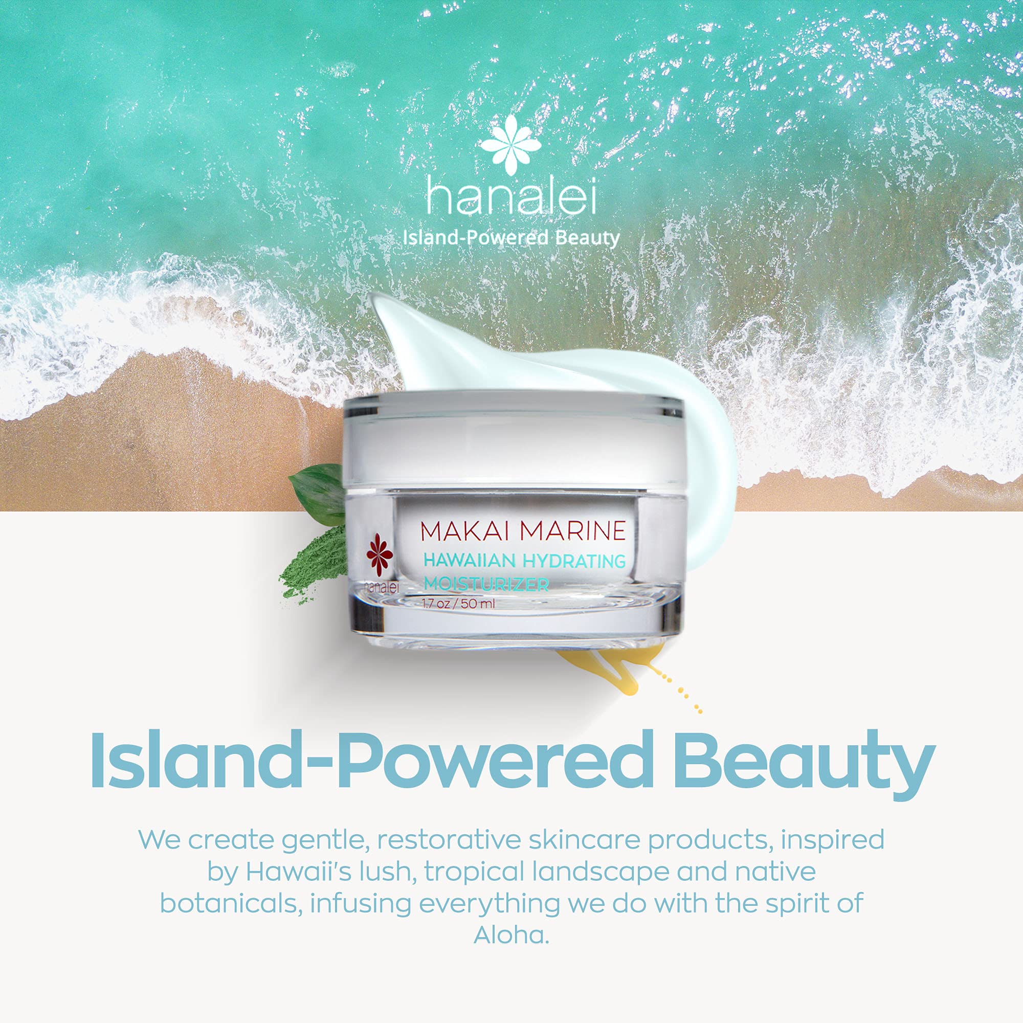 Hanalei vegan cruelty-free label communicates ethical skincare commitment.