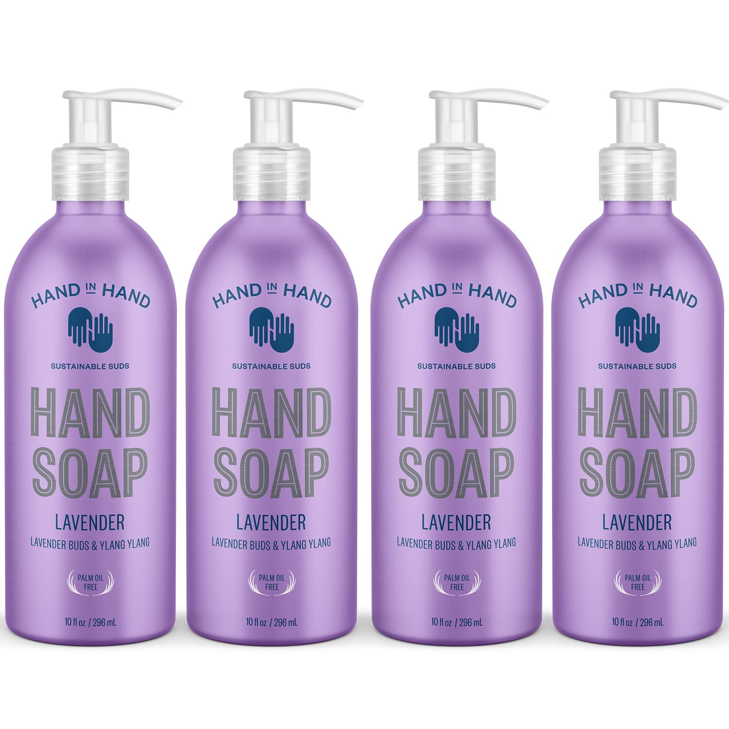 Hand in Hand nourishing liquid hand soap with lavender buds for daily gentle cleansing.