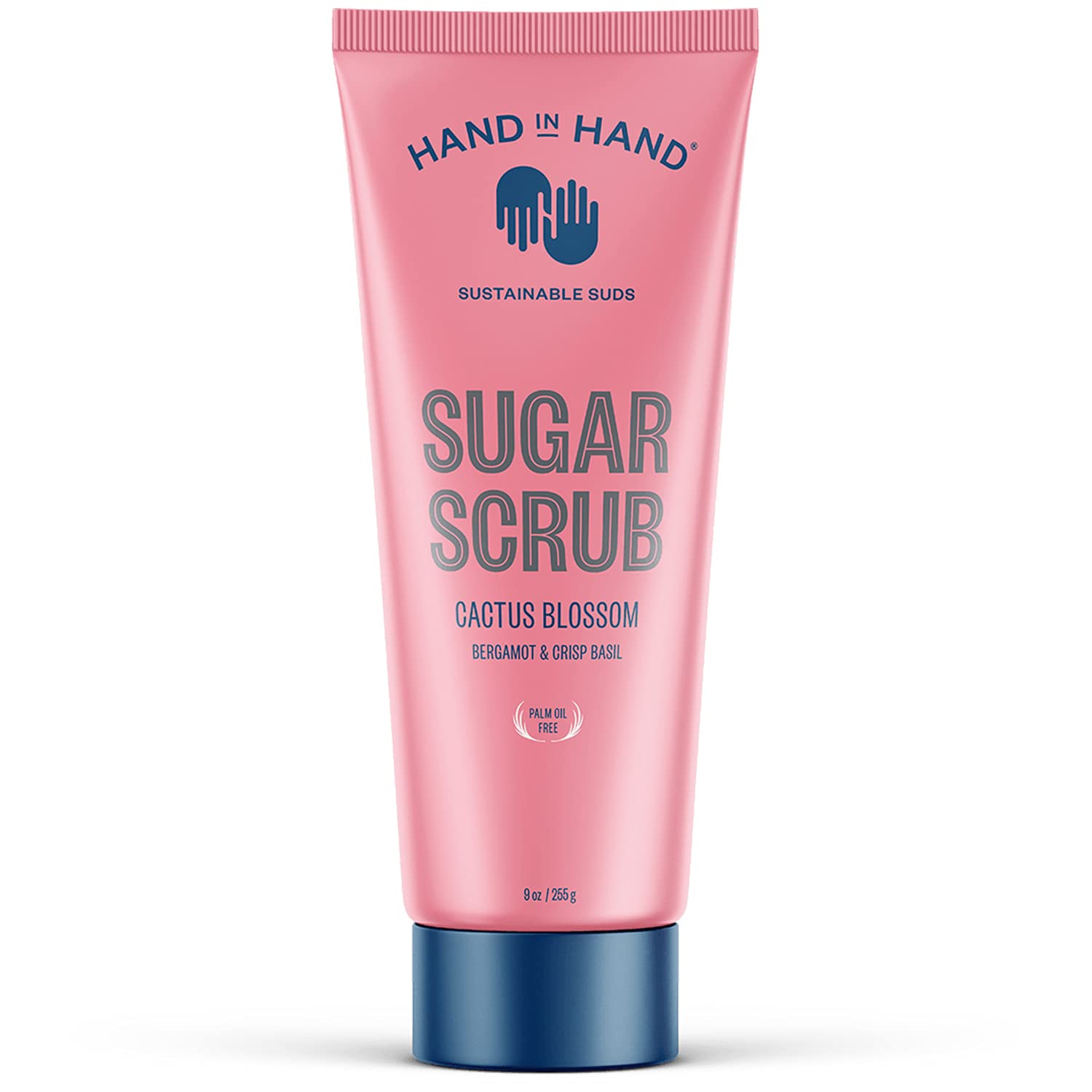 Hand in Hand sugar scrub bergamot-basil jar; exfoliates gently for radiant skin.