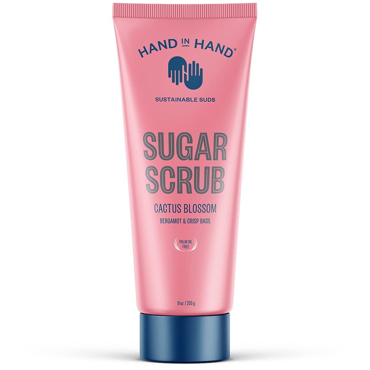 Hand in Hand sugar scrub bergamot-basil jar; exfoliates gently for radiant skin.