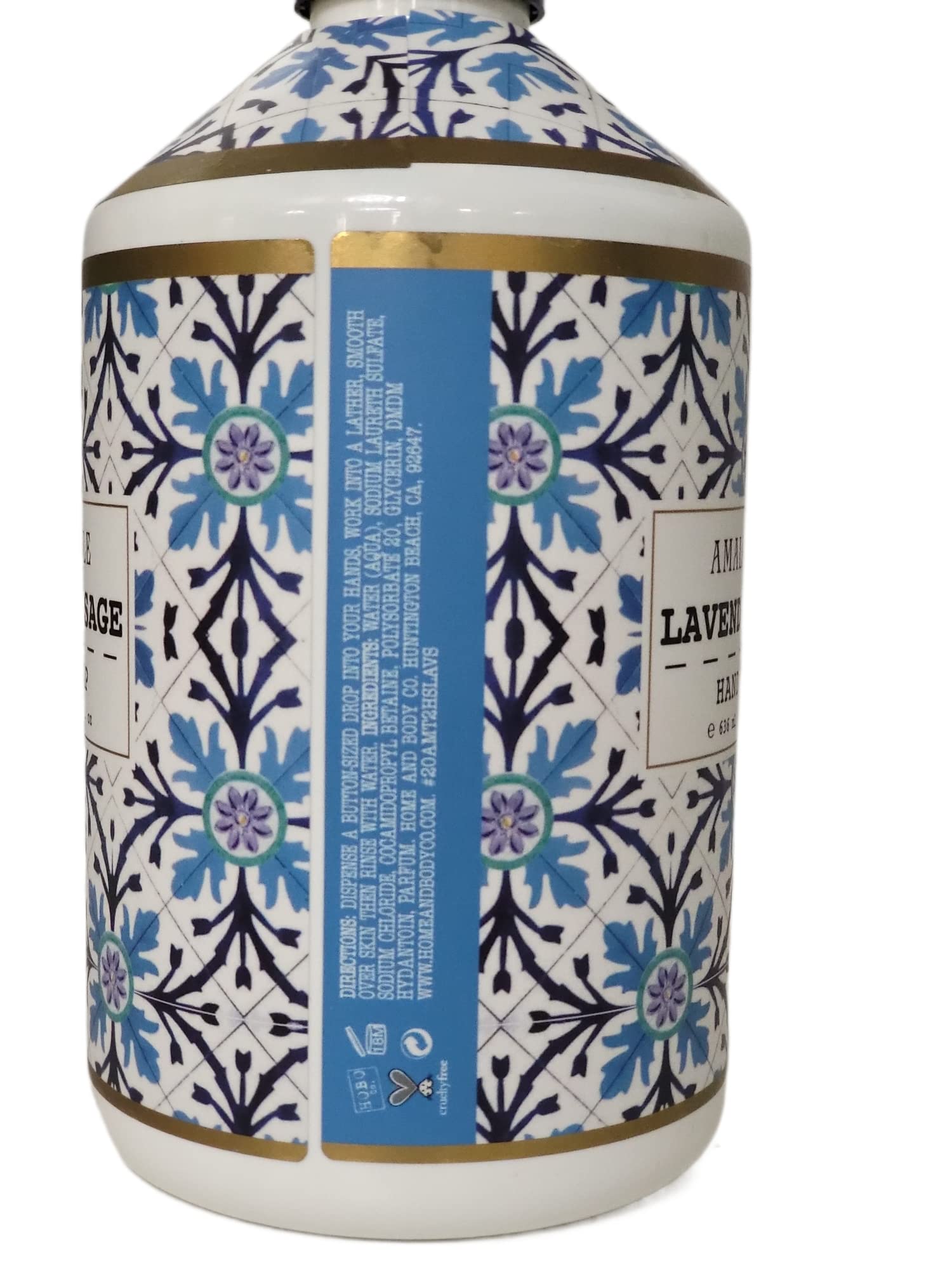 Hand Soap amber rose lavender sage 21.5 oz bottle with warm floral and herbal tones.