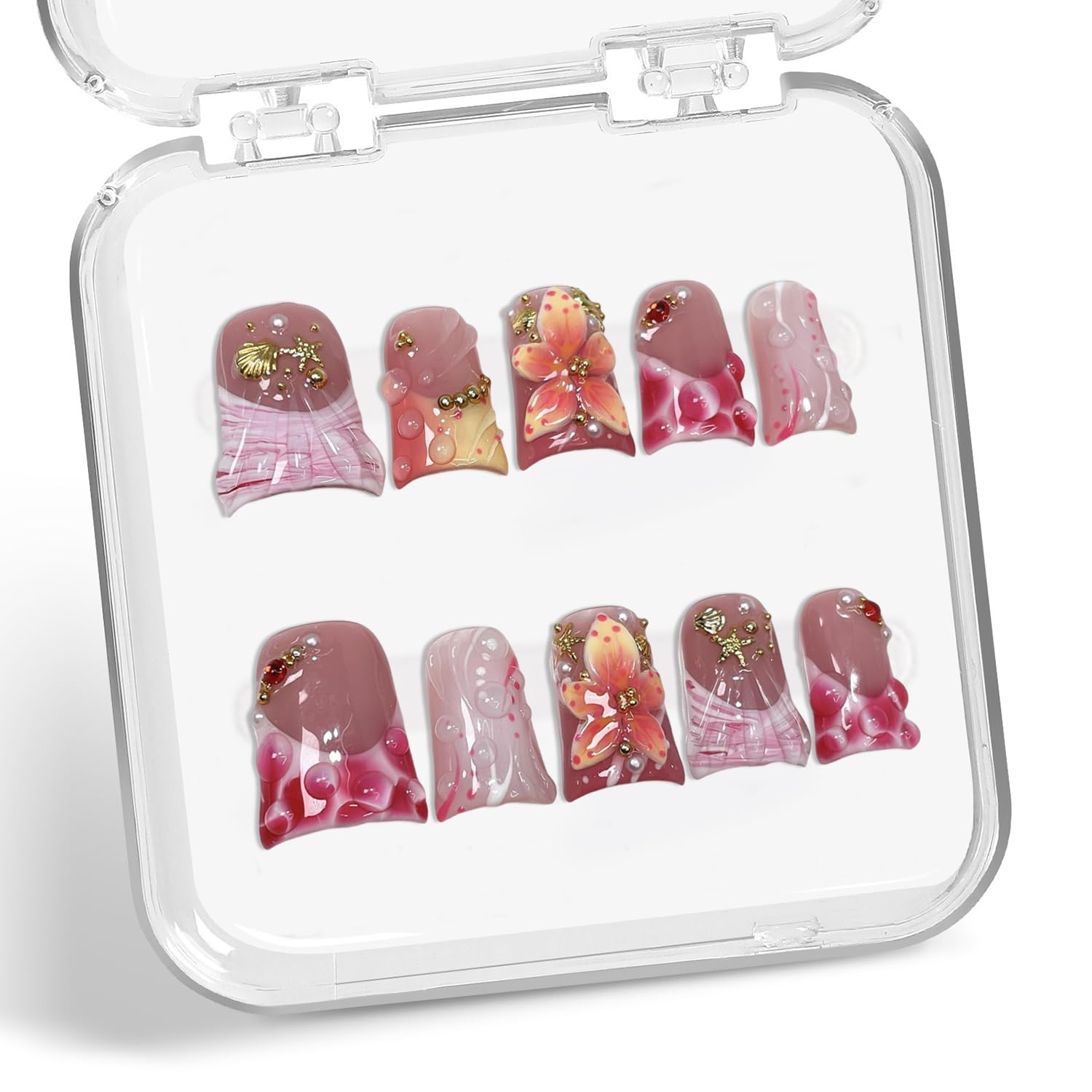 Handemade press on nails with thick multi-layer gel and short duck design for durable wear