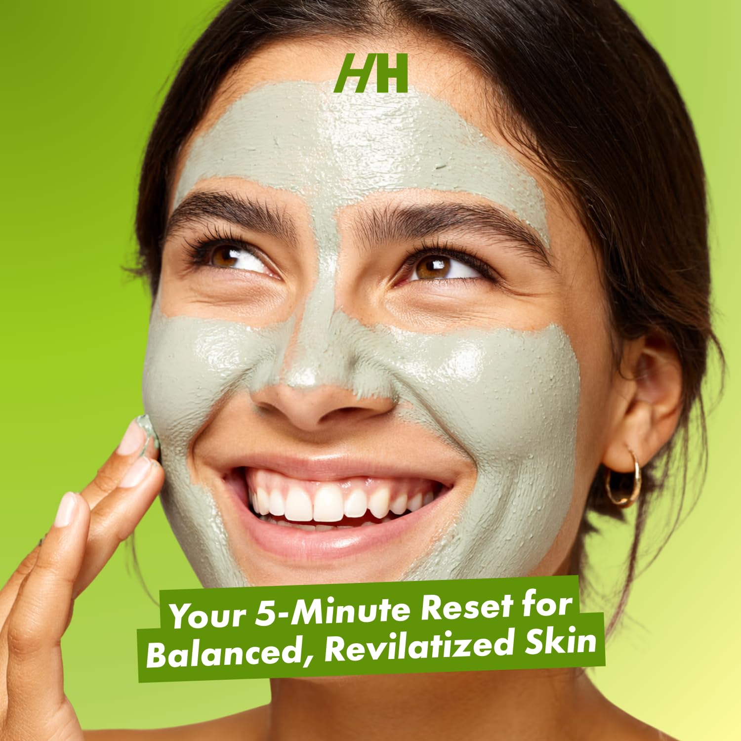 Handmade Heroes Green Tea EGCG Clay Mask being applied for calming skin