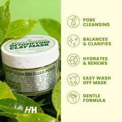 Shallow view of Handmade Heroes Green Tea EGCG Clay Mask in a mixing bowl