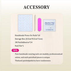 Handmade press-on nails easy application at home for salon-like results.
