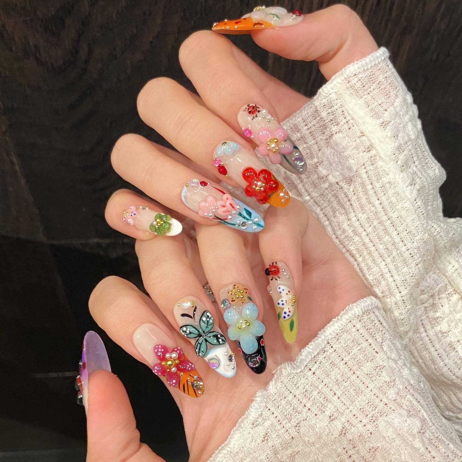 Handmade press-on nails with easy application and removal for busy days.