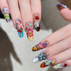 Handmade press-on nails reusable set for multiple manicures.