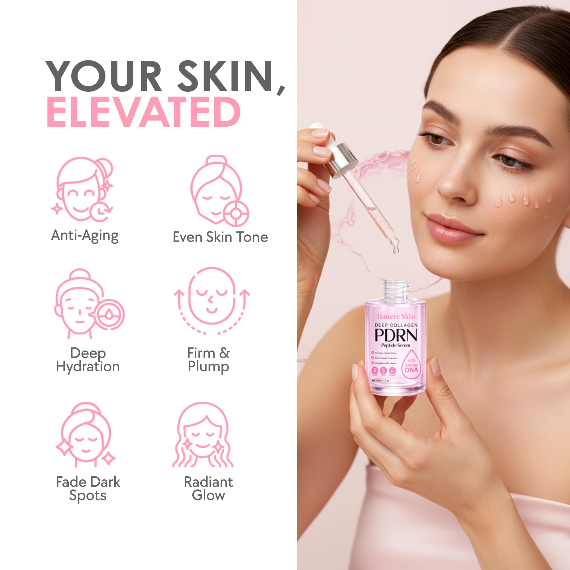Haneve Skin serum dropper dispensing a precise amount