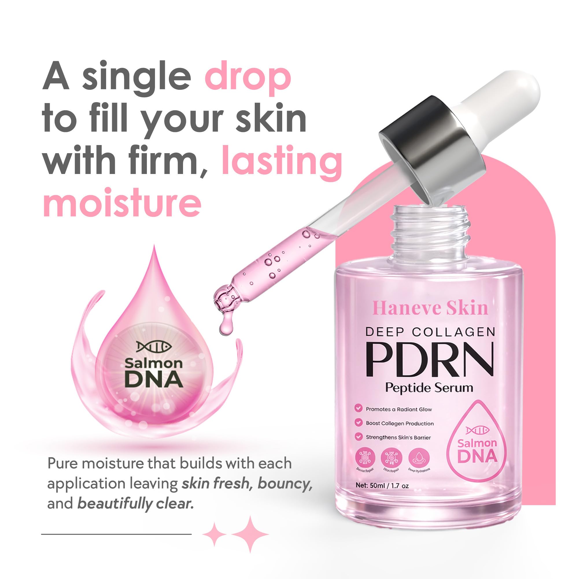 Close-up of Haneve Skin serum imparting a radiant glow