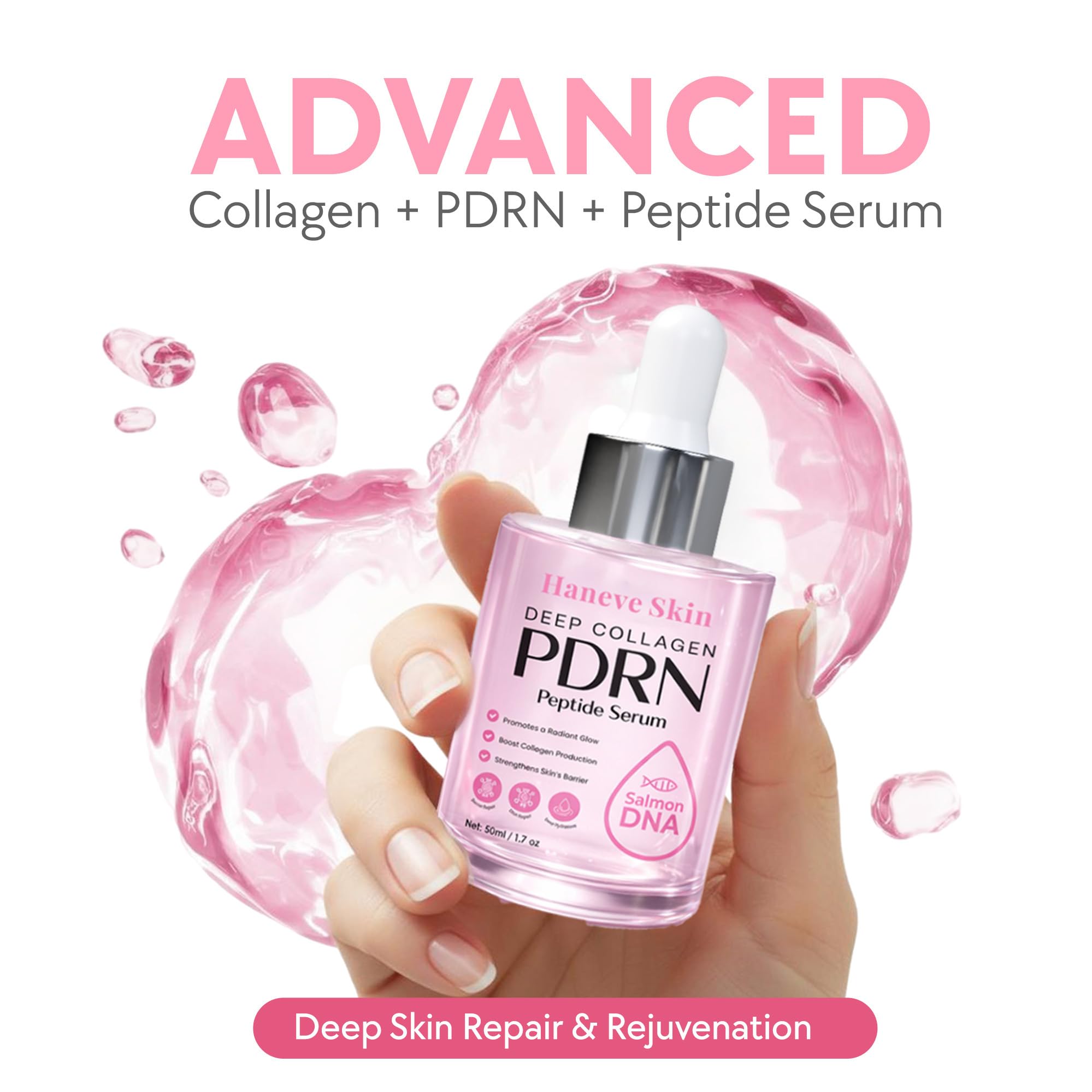 Close-up of Haneve Skin serum texture showing quick absorption