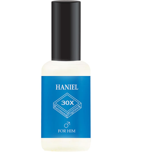 Haniel pheromone cologne bottle front view showcasing premium masculine design