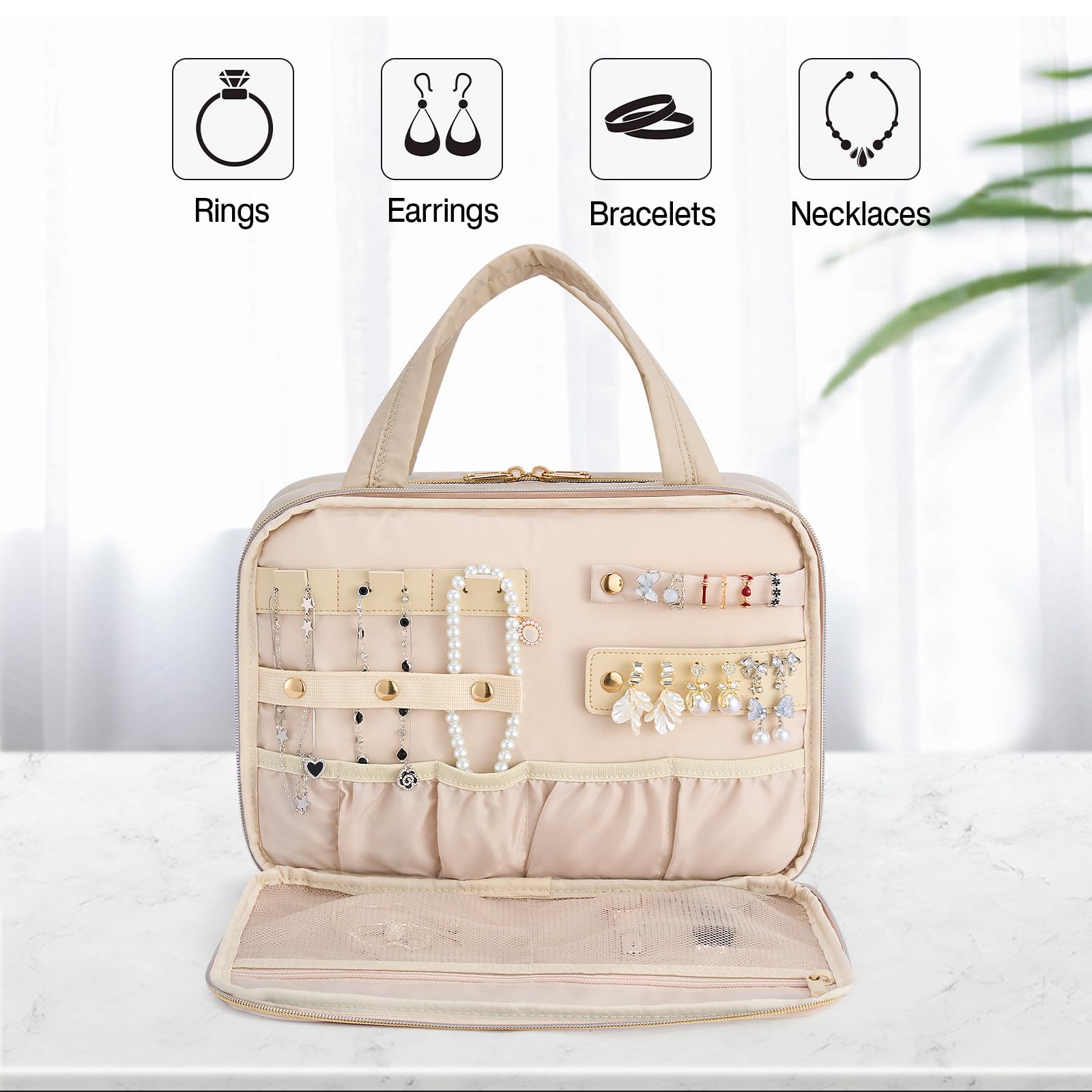 Hanke apricot bag fabric is water-resistant and easy to wipe clean