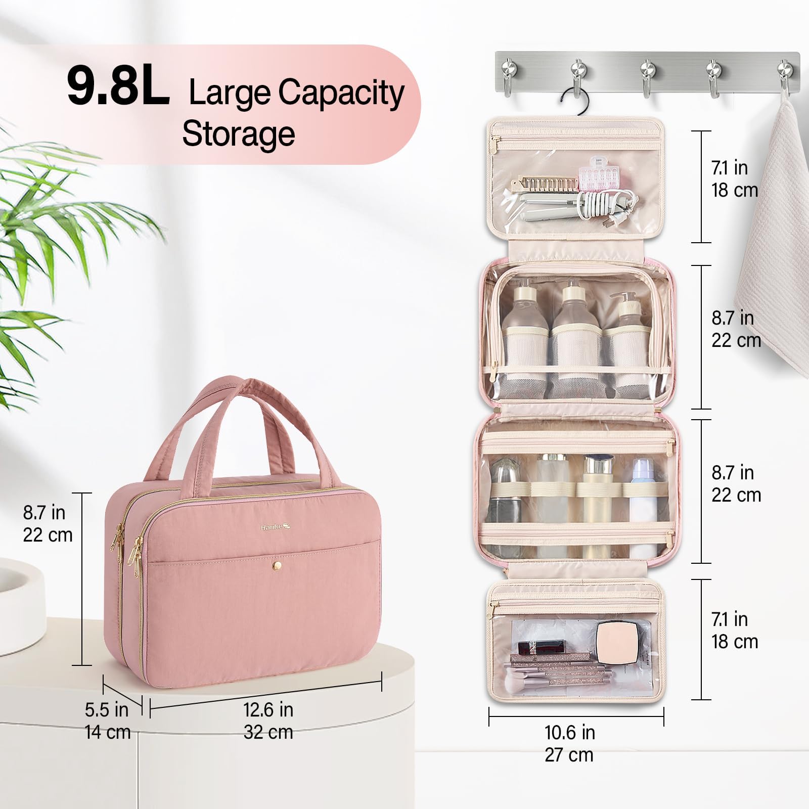 Hanke jewelry compartment detail keeps necklaces and rings tangle-free during transit.