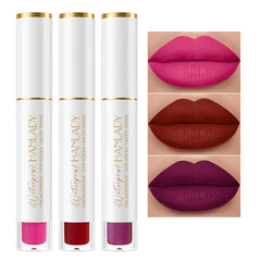 HANLADY Berry Pink Red Lipstick packaging highlights vegan, cruelty-free branding.