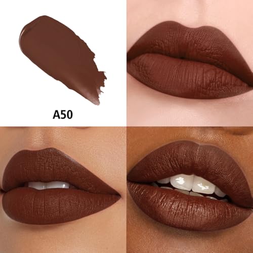 HANLADY dark red lipstick swatch with bold, long lasting color.