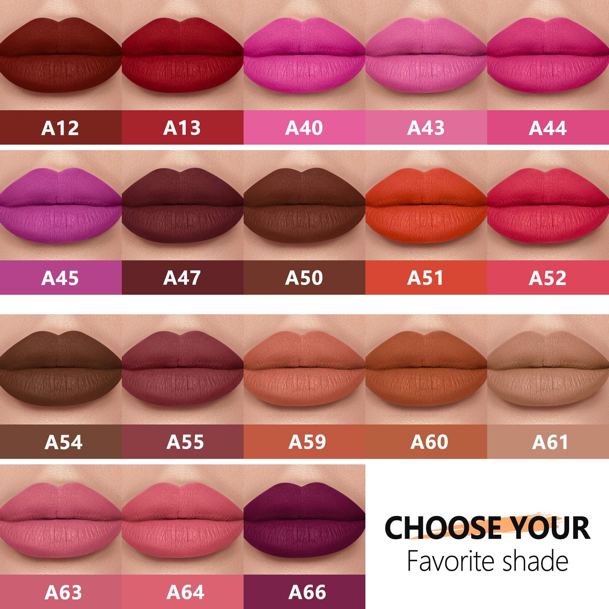HANLADY wide shade range of 18 vibrant matte colors